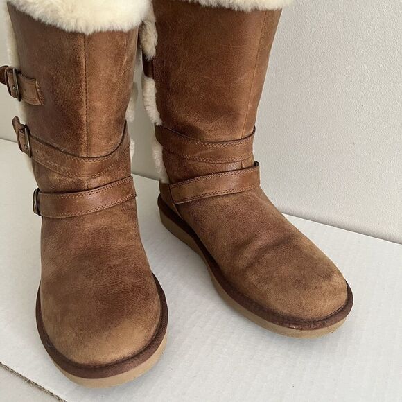 UGG Becket waterproof fur Boots size 6 Fur lined Shearling Boots leather - Picture 4 of 15